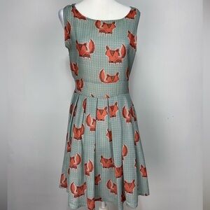LA Soul fit and flare Fox print sleeveless dress women’s size S